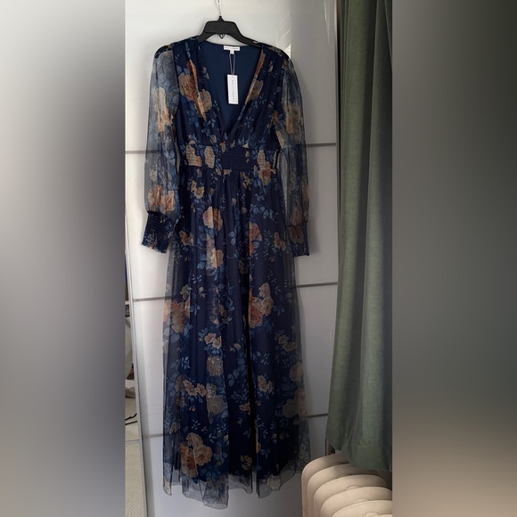 Baltic Born Navy and Copper Floral Long Sleeve Dress - Picture 6 of 7